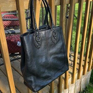 Banana Republic Black Leather Tote Bag Purse
